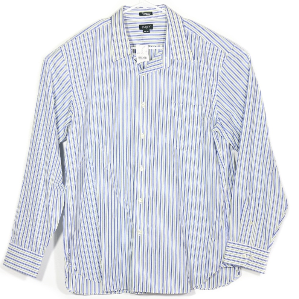 NWT J Crew Striped Dress Shirt Green Blue Sz 17.5